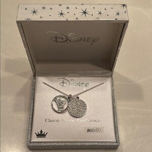Disney Silver and White Pendant Necklace